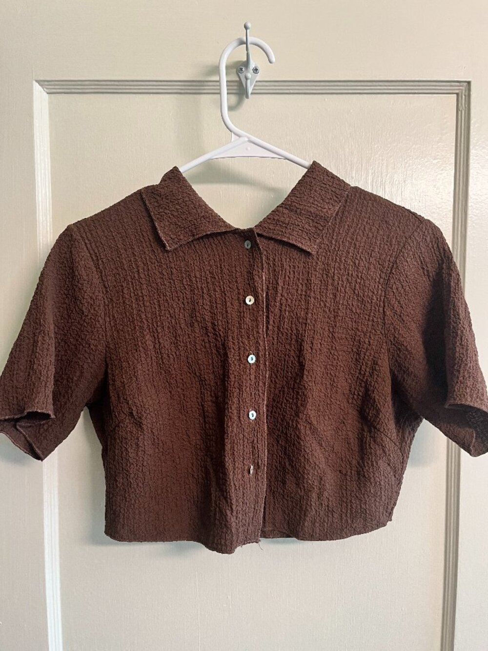 Cropped Brown Collared Shirt